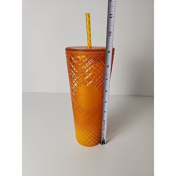 Starbucks 2022 Summer Orange Mango Ombre Jeweled Venti Cold Cup Tumbler 24oz - Picture 9 of 9